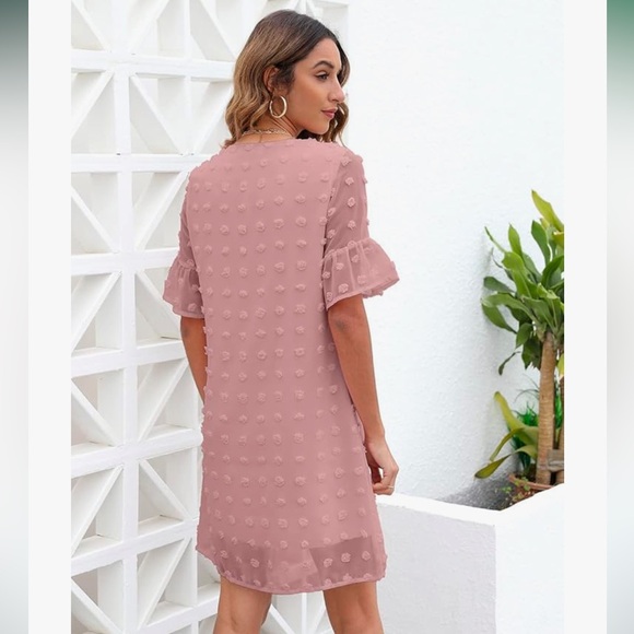 Blooming Jolly NWT Chiffon Dusty Pink V-Neck Mini Dress size XL - Picture 2 of 8